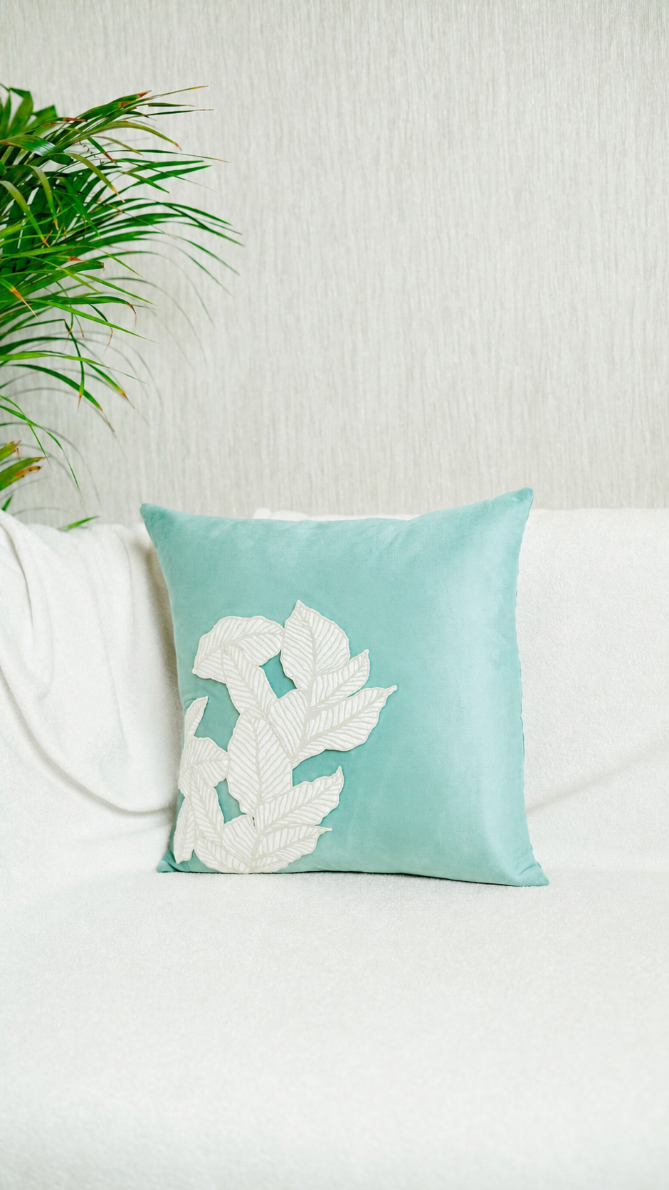 Decor N More "Botanical Charm Collection" – Golden Leaf Cushion Cover