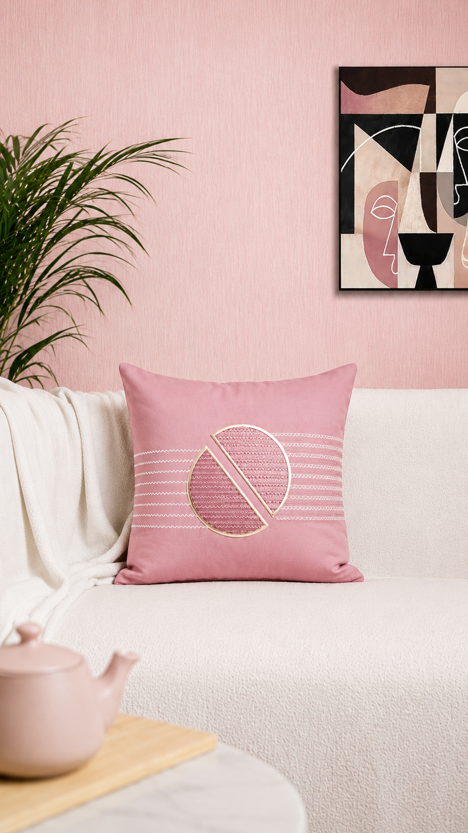 Decor N More Modern Geometry Collection Golden Divide Cushion Cover