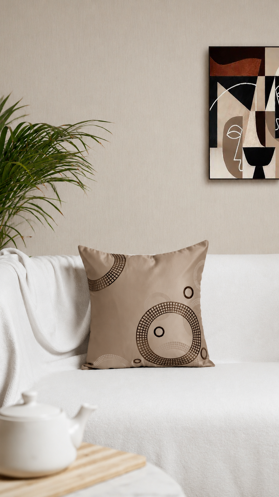 Decor N More Luxe Geometry Collection – Metallic Circle Cushion Cover