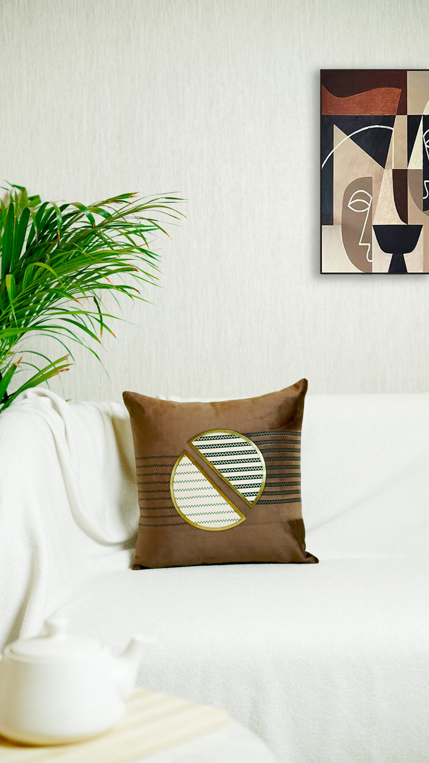 Decor N More Modern Geometry Collection Golden Divide Cushion Cover