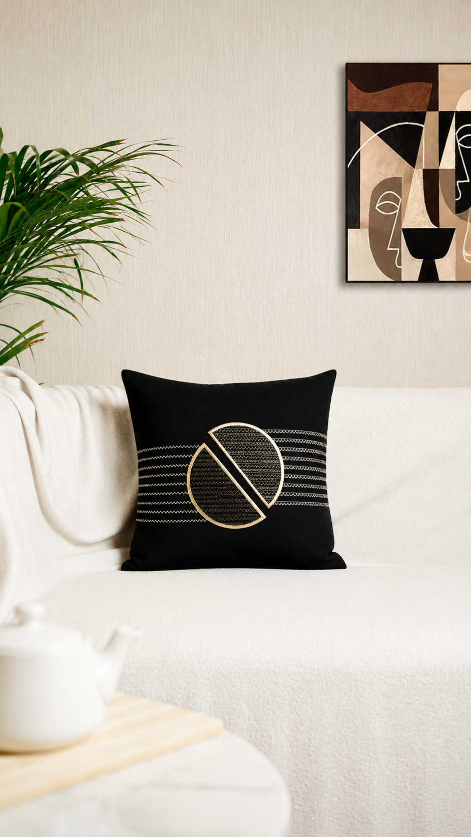 Decor N More Modern Geometry Collection Golden Divide Cushion Cover